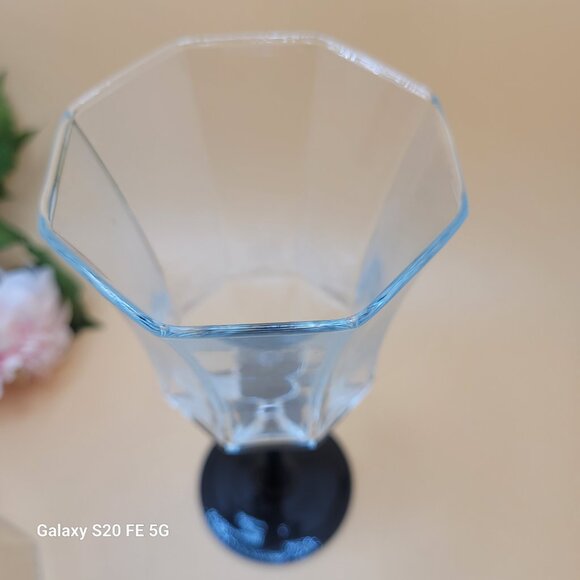 Vintage Luminarc France Octime Black Stemmed Water Goblets Wine Glasses Set of 2 - Picture 8 of 14
